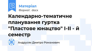Календарно-тематичне планування гуртка "Пластове юнацтво" І-ІІ - й семестр