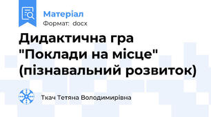 Дидактична гра "Поклади на місце" (пізнавальний розвиток)