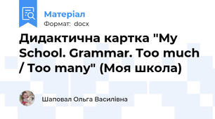 Дидактична картка "My School. Grammar. Too much / Too many" (Моя школа)