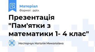 Презентація  "Пам'ятки з математики 1- 4 клас"