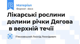 Лікарські рослини долини річки Дягова   в верхній течії