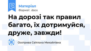 На дорозі так правил багато, їх дотримуйся, друже, завжди!