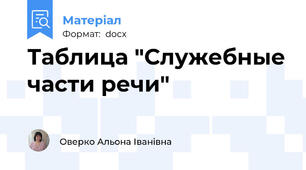 Таблица "Служебные части речи"