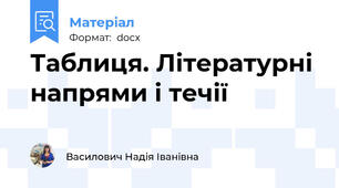 Таблиця. Літературні напрями і течії