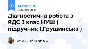 Діагностична робота з ЯДС 3 клас НУШ ( підручник І.Грущинська )