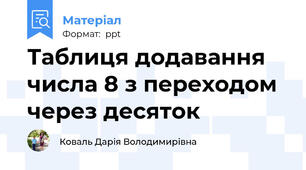 Таблиця додавання числа 8 з переходом через десяток
