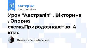 Урок "Австралія" . Вікторина . Опорна схема.Природознавство. 4 клас