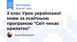 3 клас Урок української мови за освітньою програмою "Світ чекає крилатих"