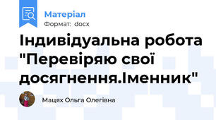 Індивідуальна робота "Перевіряю свої досягнення.Іменник"