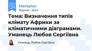 Тема: Визначення типів клімату Африки за кліматичними діаграмами.  Уманець Любов Сергіївна