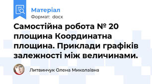 Самостійна робота № 20  площина Координатна площина. Приклади графіків залежності між величинами.