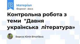 Контрольна робота з теми  "Давня українська  література»