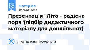 Презентація "Літо - радісна пора"(підбір дидактичного матеріалу для дошкільнят)