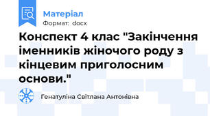 Конспект 4 клас "Закінчення іменників жіночого роду з кінцевим приголосним основи."