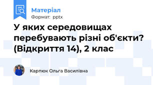 У яких середовищах перебувають різні об'єкти? (Відкриття 14), 2 клас