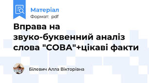 Вправа на звуко-буквенний аналіз слова "СОВА"+цікаві факти
