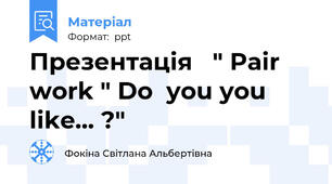 Презентація   " Pair work " Do  you you like... ?"