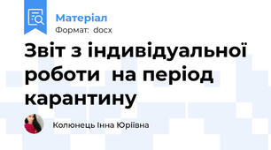Звіт з індивiдуальної роботи  на період карантину