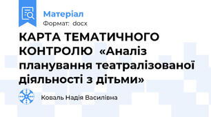 КАРТА ТЕМАТИЧНОГО КОНТРОЛЮ  «Аналіз планування театралізованої  діяльності з дітьми»