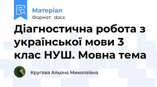Діагностична робота з української мови 3 клас НУШ. Мовна тема