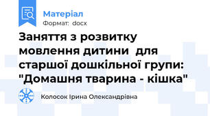 Заняття з розвитку мовлення дитини  для старшої дошкільної групи: "Домашня тварина - кішка"