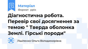 Діагностична робота. Перевір свої досягнення за темою " Тверда оболонка Землі. Гірські породи"