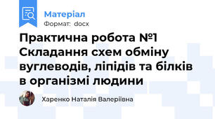 Практична робота №1 Складання схем обміну вуглеводів, ліпідів та білків в організмі людини