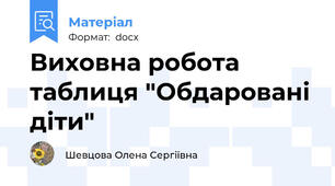 Виховна робота таблиця "Обдаровані діти"