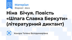 Ніна  Бічуя. Повість «Шпага Славка Беркути» (літературний диктант)