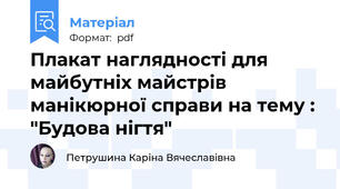 Плакат наглядності для майбутніх майстрів  манікюрної справи на тему : "Будова нігтя"