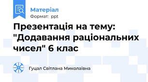 Презентація на тему: "Додавання раціональних чисел" 6 клас