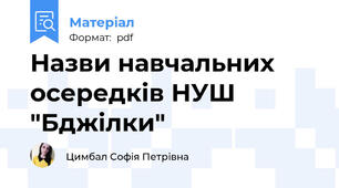 Назви навчальних осередків НУШ "Бджілки"