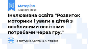 Інклюзивна освіта "Розвиток моторики і уваги в дітей з особливими освітніми потребами через гру."