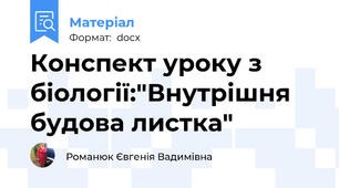 Конспект уроку з біології:"Внутрішня будова листка"