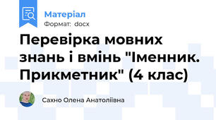 Перевірка мовних знань і вмінь "Іменник. Прикметник" (4 клас)