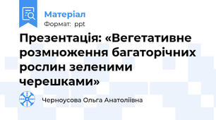 Презентація: «Вегетативне розмноження багаторічних рослин зеленими черешками»