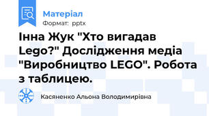 Інна Жук "Хто вигадав Lego?" Дослідження медіа "Виробництво LEGO". Робота з таблицею.