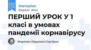 ПЕРШИЙ УРОК У 1 класі в умовах пандемії корнавірусу