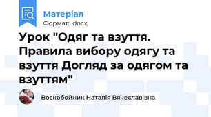 Урок "Одяг та взуття. Правила вибору одягу та взуття Догляд за одягом та взуттям"