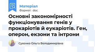 Основні закономірності функціонування генів у  прокаріотів й еукаріотів. Ген, оперон, екзони та інтрони