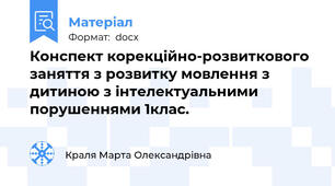Конспект корекційно-розвиткового заняття з розвитку мовлення з дитиною з інтелектуальними порушеннями 1клас.