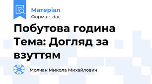Побутова година         Тема: Догляд за взуттям