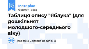 Таблиця опису "Яблука" (для дошкільнят молодшого-середнього віку)