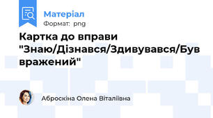 Картка до вправи "Знаю/Дізнався/Здивувався/Був вражений"