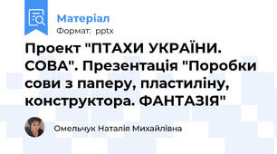 Проект "ПТАХИ УКРАЇНИ. СОВА". Презентація "Поробки сови з паперу, пластиліну, конструктора. ФАНТАЗІЯ"