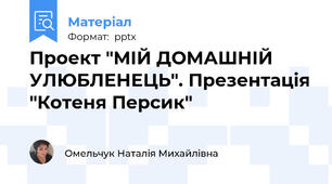 Проект "МІЙ ДОМАШНІЙ УЛЮБЛЕНЕЦЬ". Презентація "Котеня Персик"