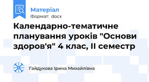 Календарно-тематичне планування уроків "Основи здоров'я" 4 клас, ІІ семестр