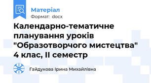 Календарно-тематичне планування уроків "Образотворчого мистецтва" 4 клас, ІІ семестр