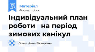 Індивідуальний план роботи   на період зимових канікул