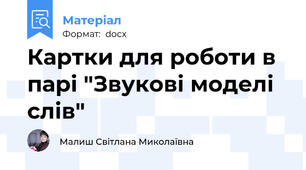 Картки для роботи в парі "Звукові моделі слів"